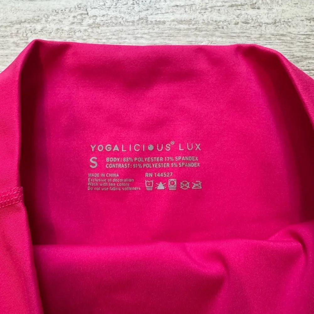 Yogalicious | Lux Hot Pink High Rise Biker Shorts- Size Small - Picture 5 of 6